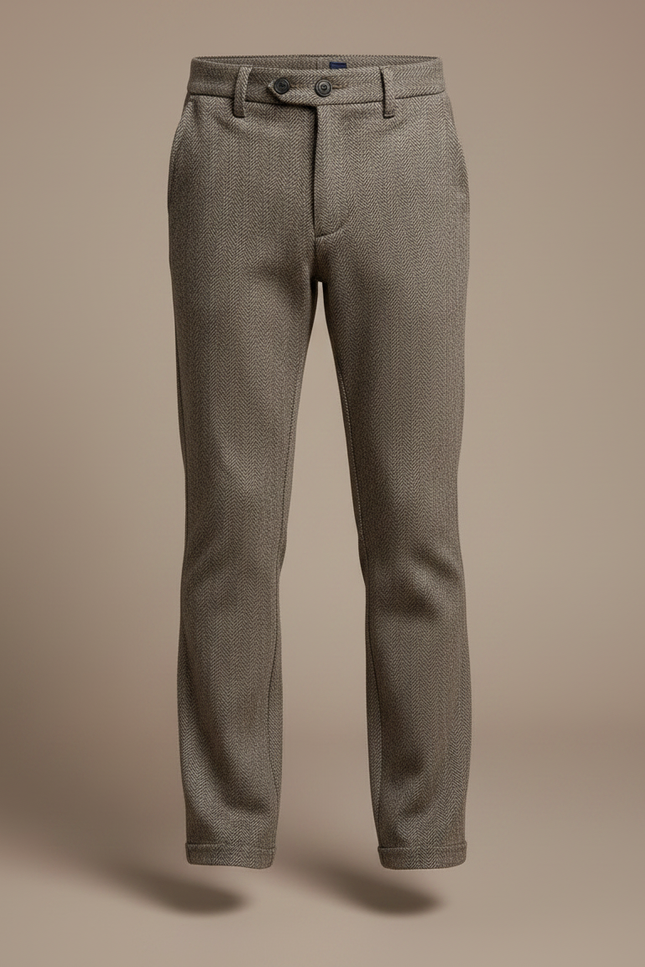 Pantalon Chino Marron Slim Enfant Laine Décontracté - Tweed - vue 3