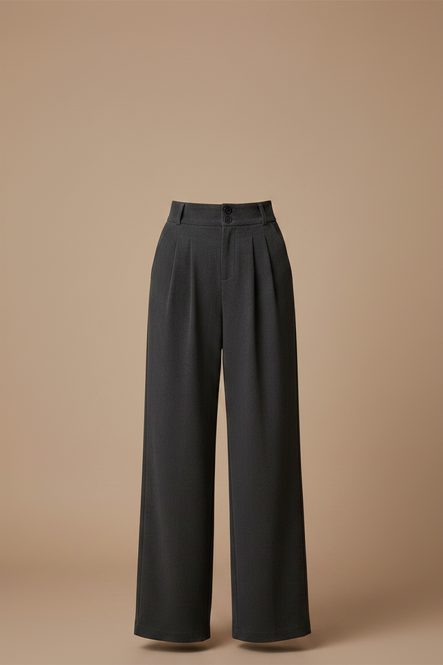 Pantalon Chino Gris Droit Ample Élégant Femme - Laine - vue 3
