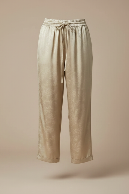 Pantalon Chino Doré Soie Ample Fluide Élégant - vue 3