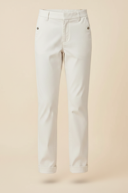 Pantalon Chino Blanc Cassé Coton Droit Décontracté Fille - vue 3