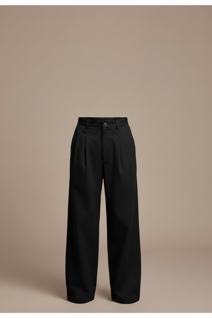 Pantalon Chino Noir Plissé Ample Décontracté Enfant - Gabardine - vue 3