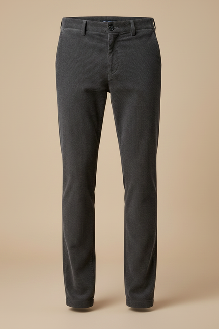 Pantalon Chino Gris Côtelé Slim Homme Décontracté - Cordé - vue 3