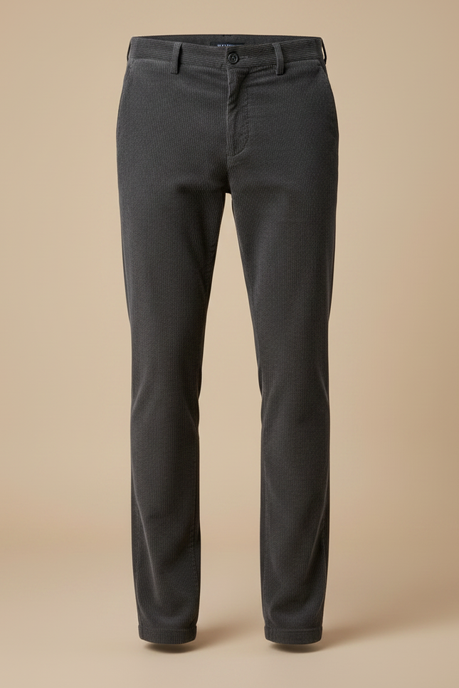 Pantalon Chino Gris Côtelé Slim Homme Décontracté - Cordé - vue 3