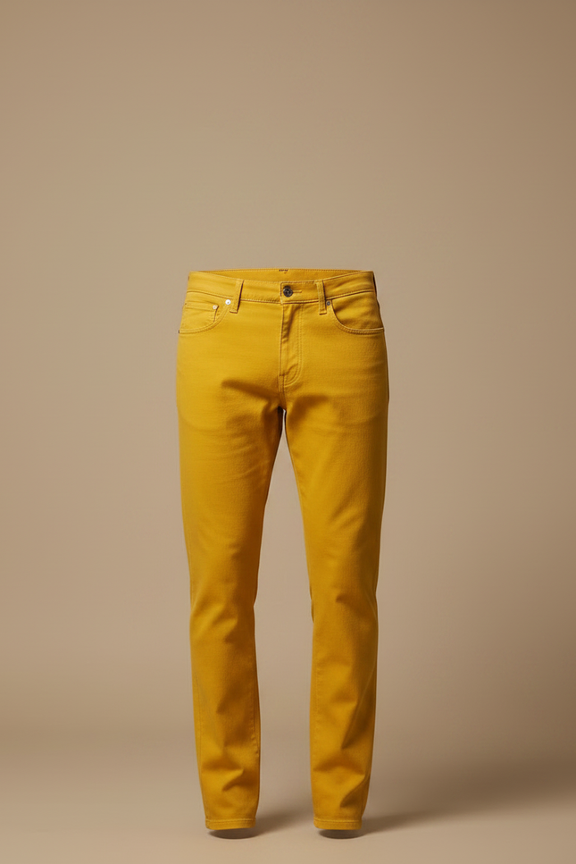 Pantalon Chino Jaune Homme Slim Décontracté Coton - vue 3