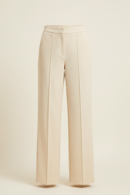 Pantalon Chino Beige Droit Élégant Taille Haute Femme - Polyester - vue 3