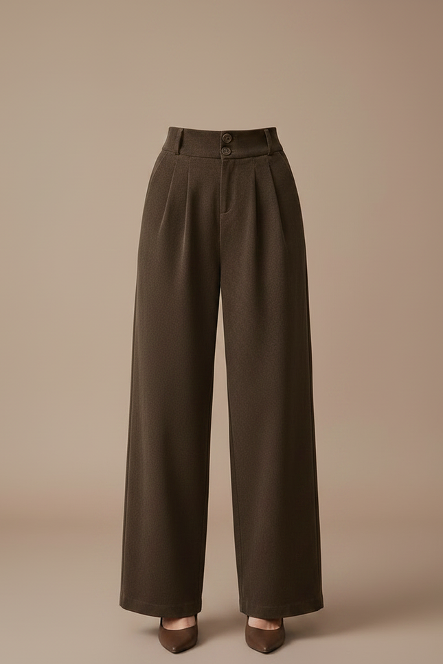 Pantalon Chino Marron Velours Côtelé Droit Ample Femme - Cordé - vue 3
