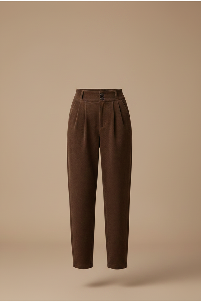 Pantalon Chino Marron Côtelé Plissé Ample Femme - Cordé - vue 3