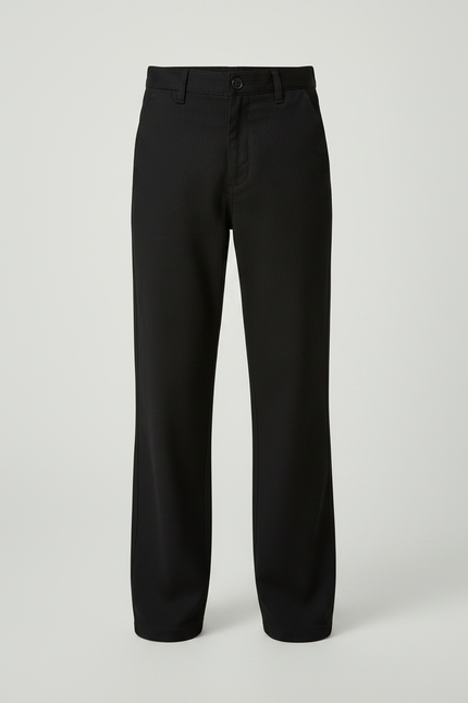 Pantalon Chino Noir Rayé Droit Enfant Décontracté - Cordé - vue 3