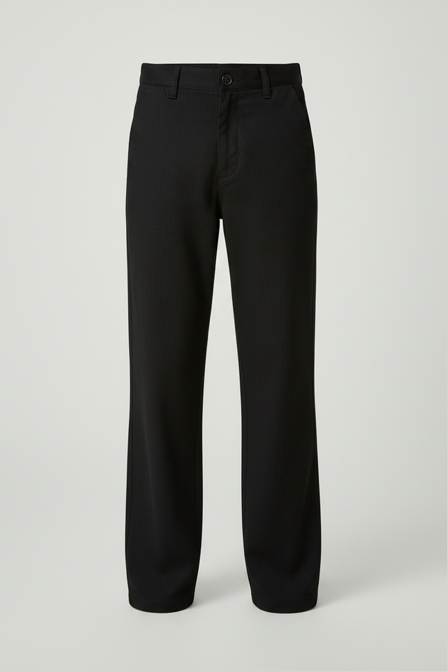 Pantalon Chino Noir Rayé Droit Enfant Décontracté - Cordé - vue 3