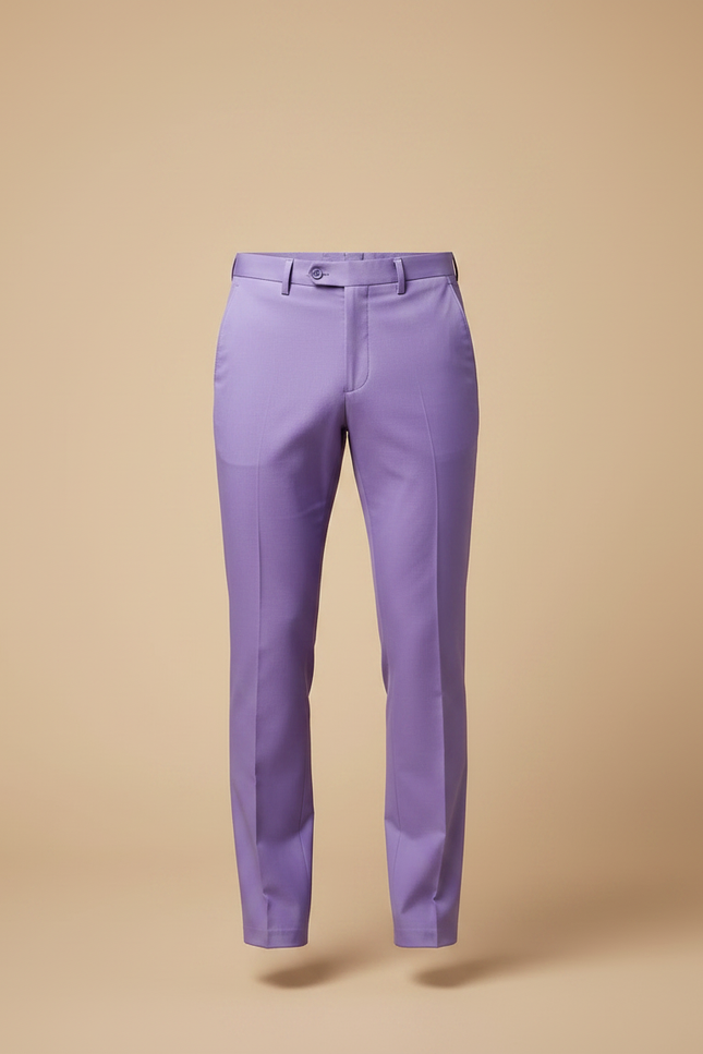 Pantalon Chino Lilas Homme Slim Élégant Uni - Violet Gabardine - vue 3
