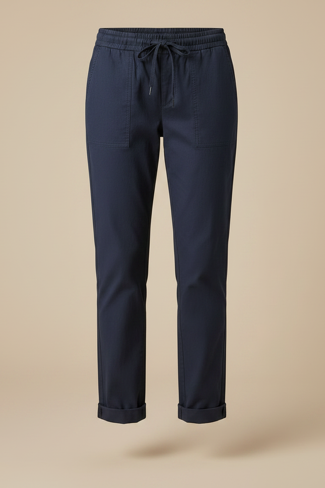 Pantalon Chino Bleu Marine Coton Décontracté Coupe Droite - vue 3