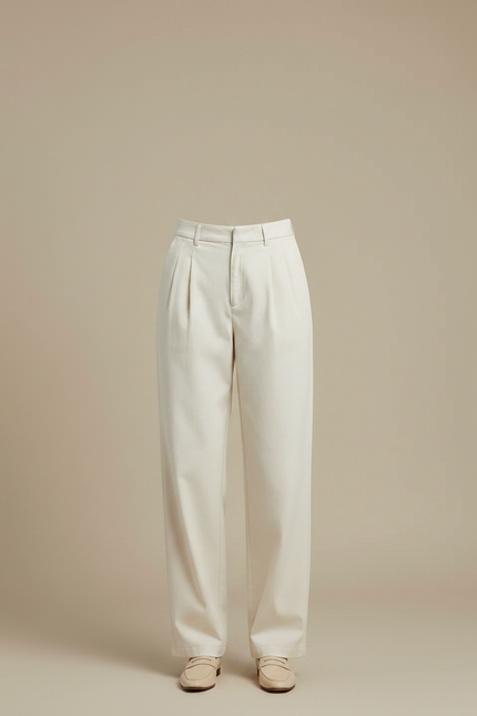 Pantalon Chino Beige Ample Décontracté Plissé Femme - Gabardine - vue 3