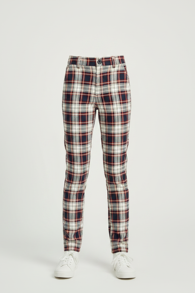 Pantalon Chino Écossais Slim Imprimé Carreaux Fille - Coton - vue 3