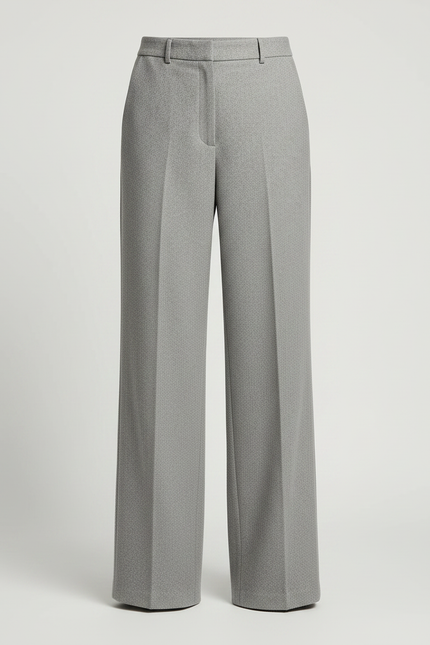 Pantalon Chino Gris Laine Ample Taille Haute Femme - vue 3