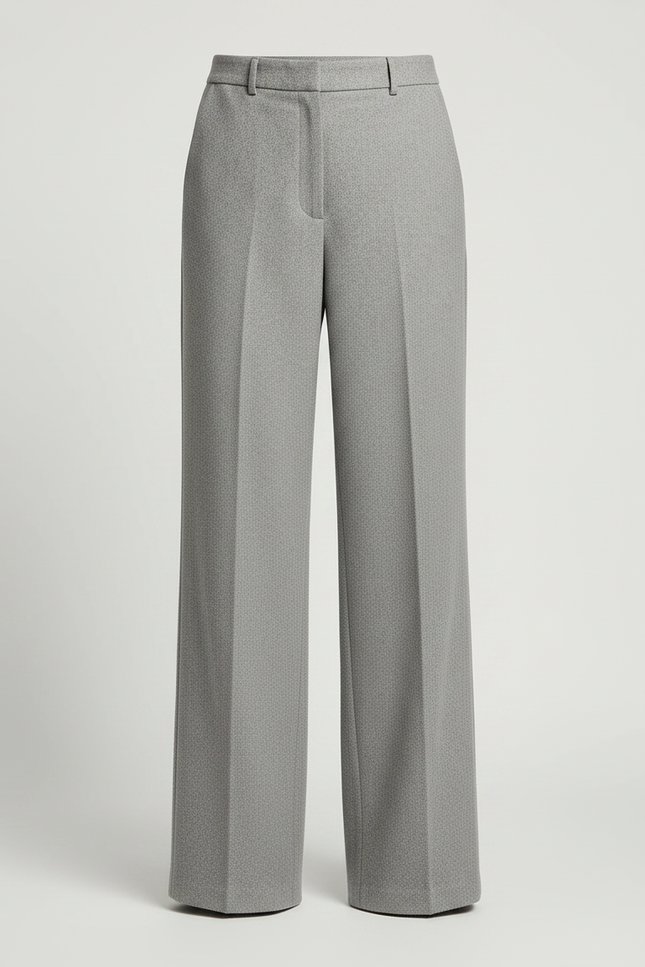 Pantalon Chino Gris Laine Ample Taille Haute Femme - vue 3