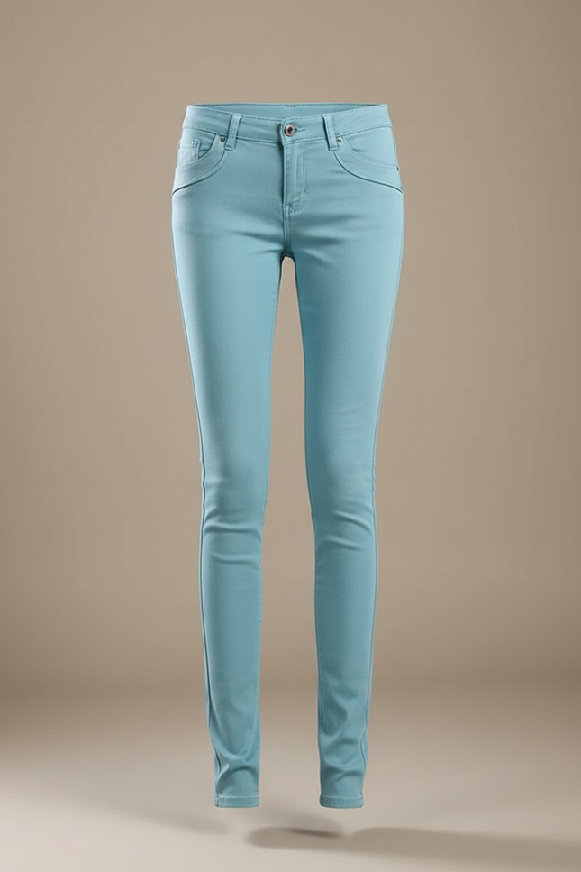 Pantalon Chino Femme Bleu Ciel Skinny Stretch Confortable - Coton - vue 3
