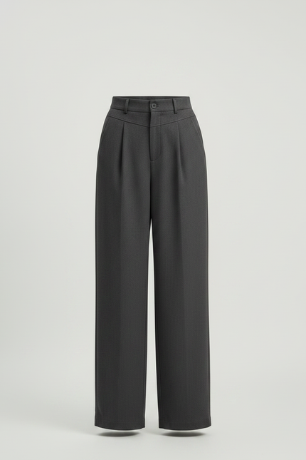 Pantalon Chino Gris Ample Plissé Décontracté Femme - Gabardine - vue 3