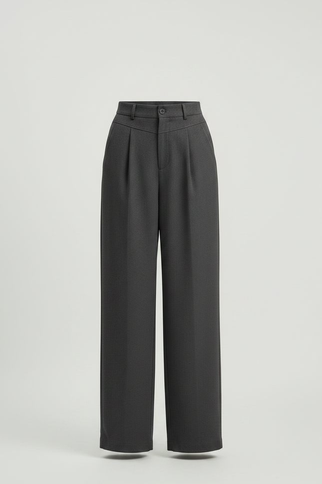 Pantalon Chino Gris Ample Plissé Décontracté Femme - Gabardine - vue 3