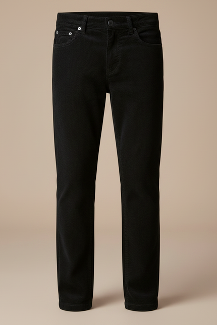 Pantalon Chino Noir Velours Côtelé Droit Enfant - vue 3