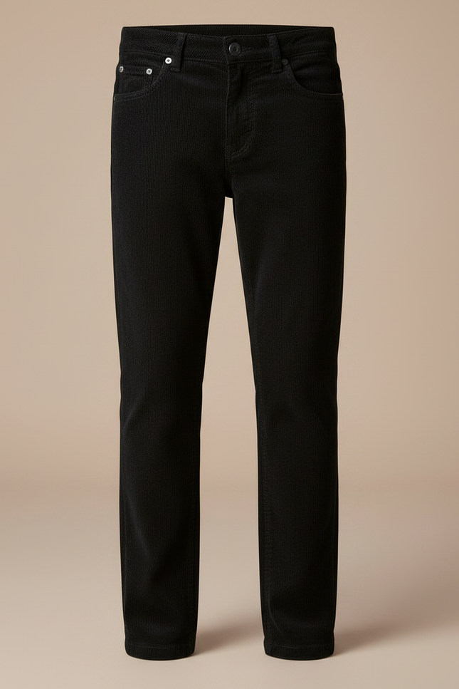 Pantalon Chino Noir Velours Côtelé Droit Enfant - vue 3