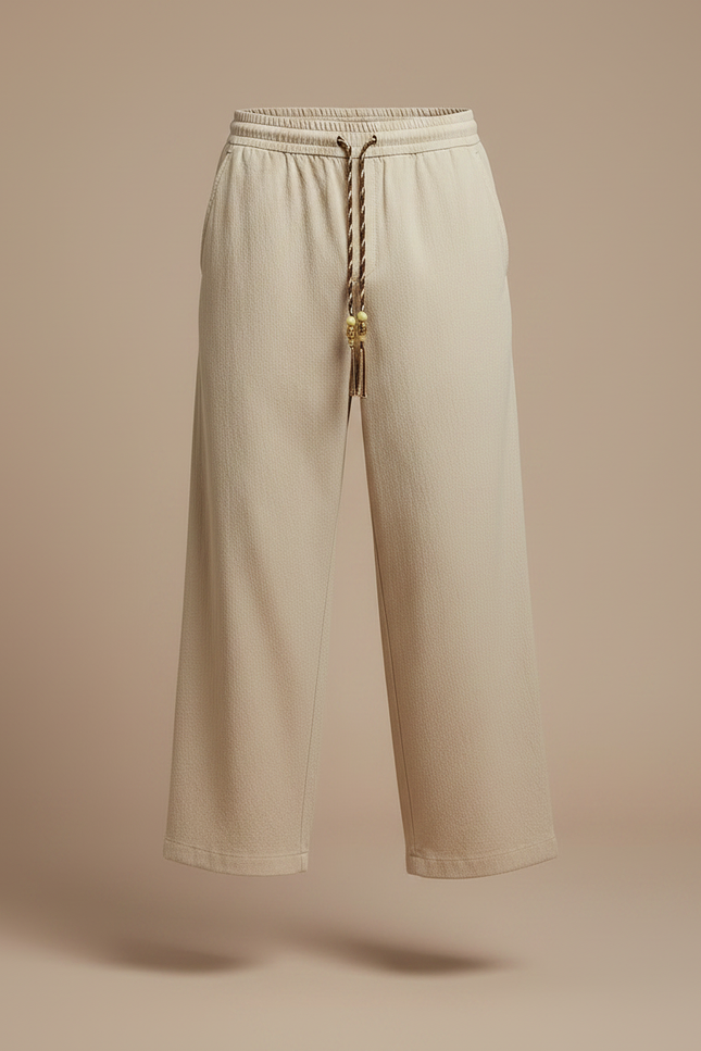 Pantalon Chino Beige Ample Coton Léger Décontracté - vue 3