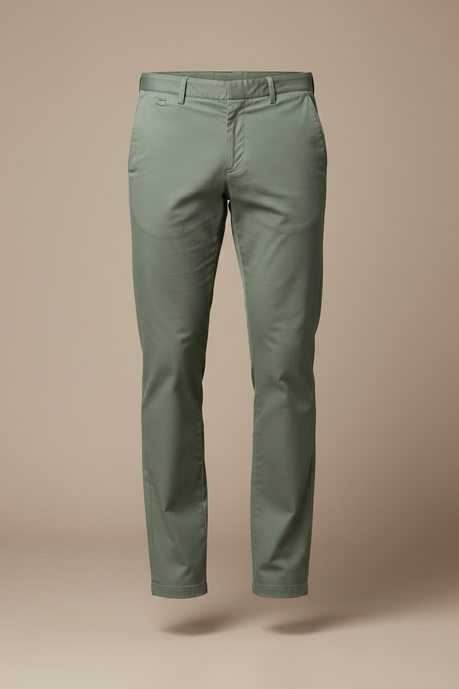 Pantalon Chino Vert Droit Coton Décontracté Homme - vue 3