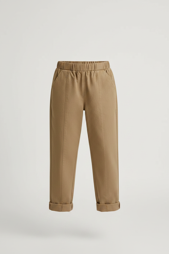 Pantalon Chino Camel Coton Ample Enfant - Molleton - vue 3