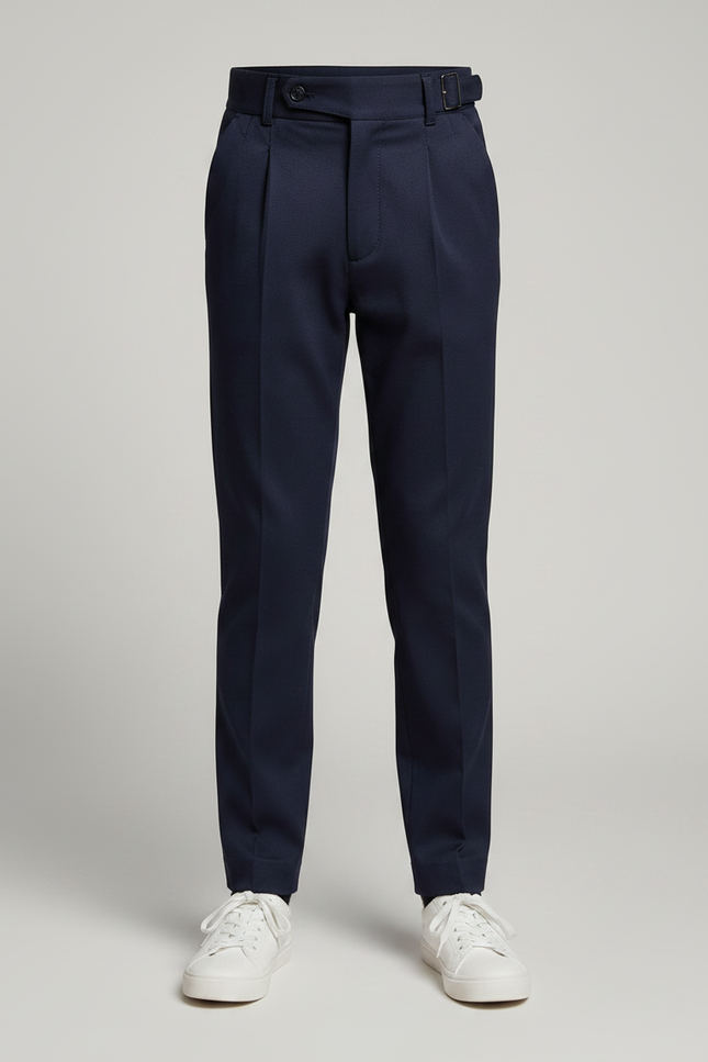 Pantalon Chino Marine Plissé Élégant Taille Haute Enfant - Gabardine - vue 3