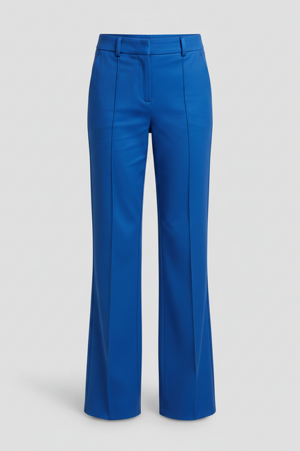 Pantalon Chino Bleu Royal Évasé Taille Haute Élégant - Gabardine - vue 3