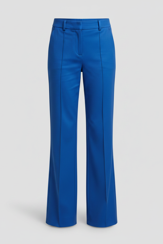 Pantalon Chino Bleu Royal Évasé Taille Haute Élégant - Gabardine - vue 3