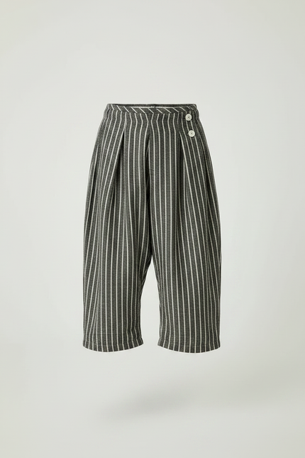 Pantalon Chino Rayé Plissé Coton Décontracté Garçon - Gris - vue 3