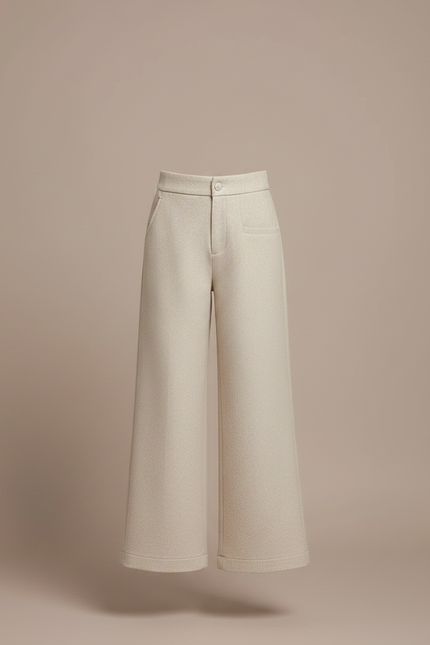 Pantalon Chino Beige Ample Laine Épais Enfant - Tweed - vue 3