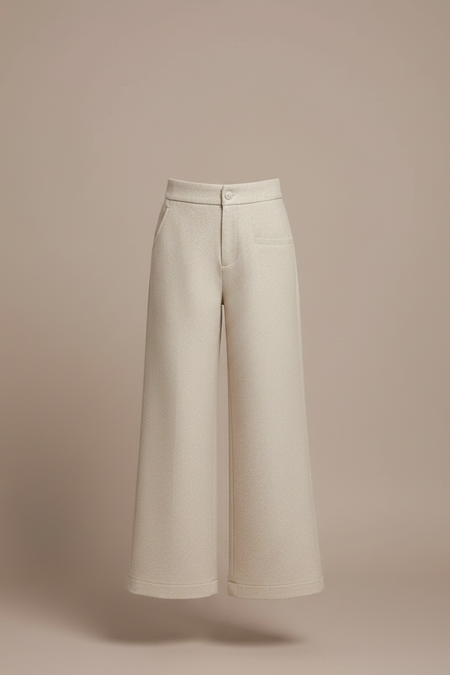 Pantalon Chino Beige Ample Laine Épais Enfant - Tweed - vue 3
