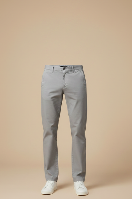 Pantalon Chino Gris Clair Coton Coupe Droite Homme - vue 3