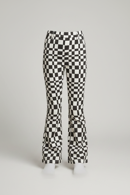 Pantalon Chino Carreaux Noir Blanc Évasé Fille - Multicolore Maille - vue 3