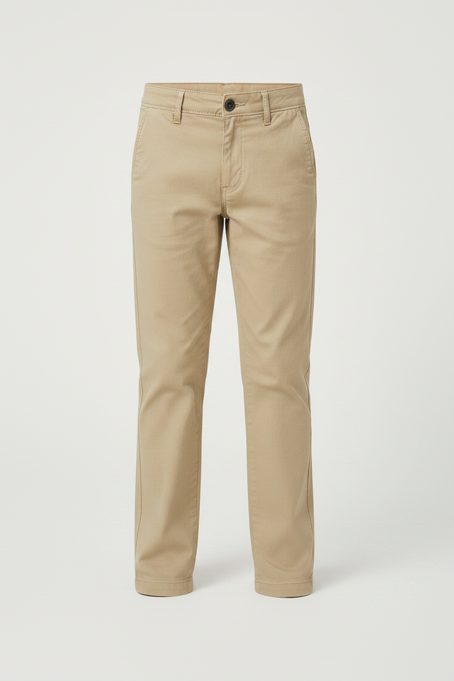 Pantalon Chino Enfant Beige Uni Décontracté Coton - vue 3