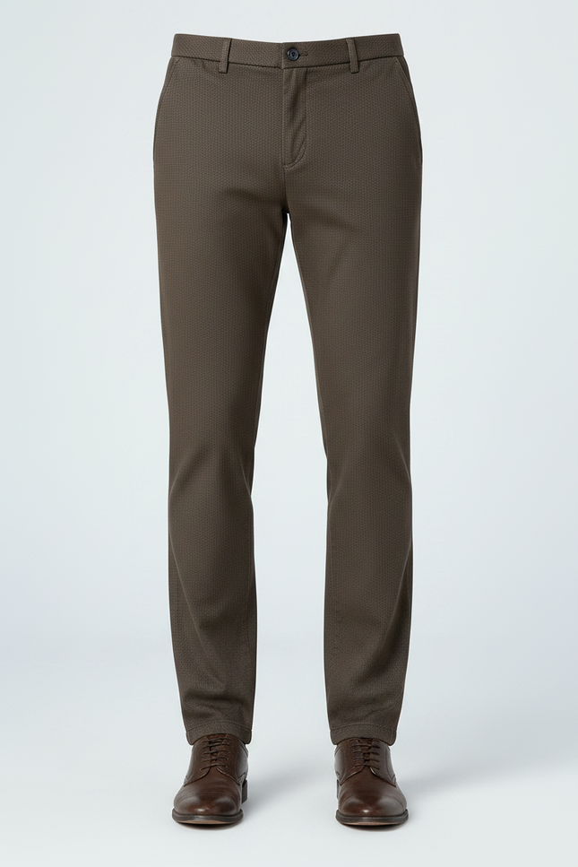 Pantalon Chino Marron Motif Discret Slim Homme - Coton - vue 3