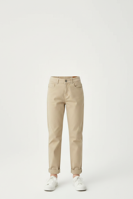 Pantalon Chino Kaki Coton Ample Décontracté Fille - vue 3