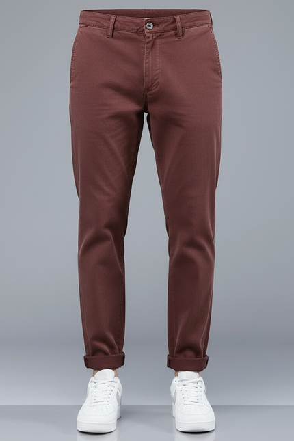 Pantalon Chino Bordeaux Coupe Droite Décontracté Homme - Coton - vue 3