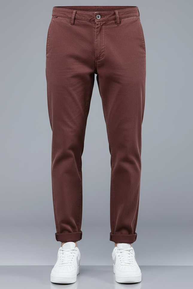 Pantalon Chino Bordeaux Coupe Droite Décontracté Homme - Coton - vue 3