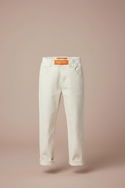 Pantalon Chino Écru Coton Droit Enfant Décontracté - Beige - vue 3