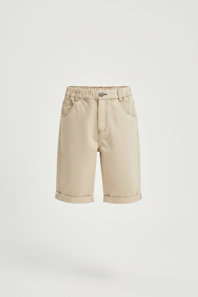 Pantalon Chino Beige Coton Décontracté Enfant Bermuda - vue 3