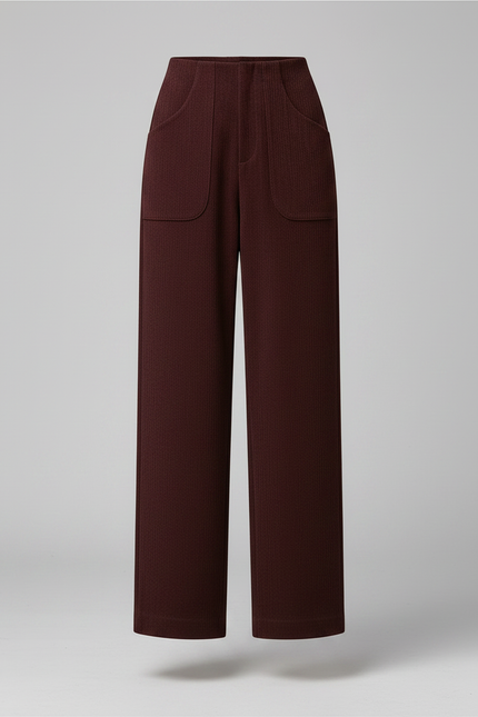 Pantalon Chino Bordeaux Velours Côtelé Ample Femme - Cordé - vue 3