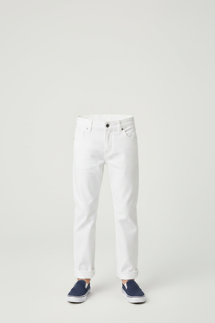 Pantalon Chino Blanc Coton Droit Garçon Décontracté - vue 3