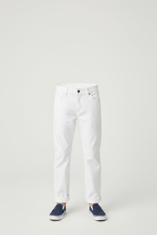 Pantalon Chino Blanc Coton Droit Garçon Décontracté - vue 3