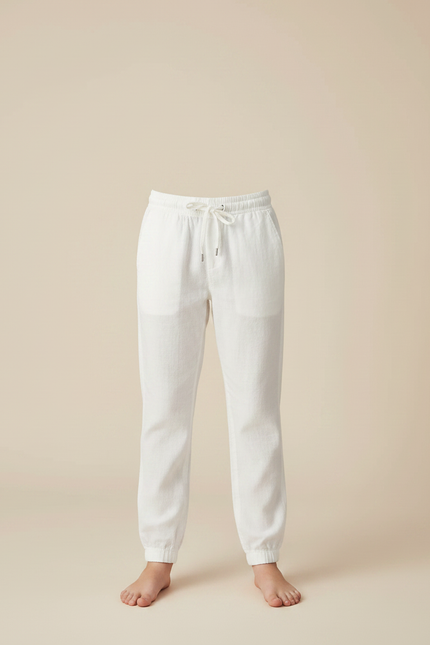 Pantalon Chino Blanc Lin Ample Décontracté Enfant - vue 3