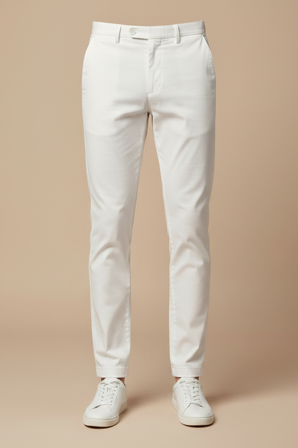 Pantalon Chino Blanc Homme Slim Coton Élégant Décontracté - vue 3