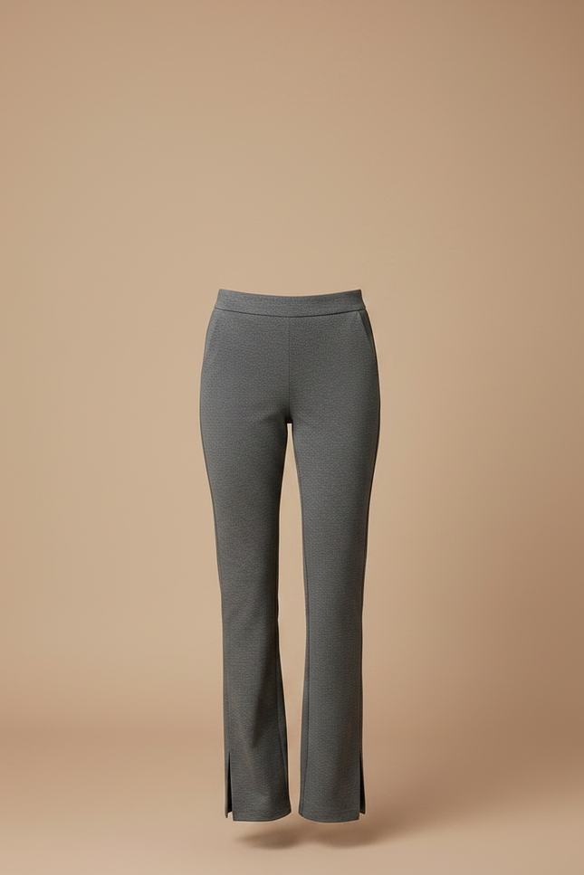 Pantalon Chino Gris Foncé Micro-Évasé Élégant Femme - Maille - vue 3