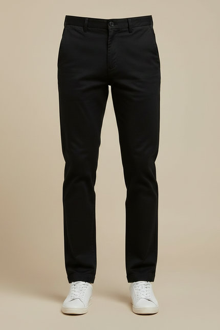 Pantalon Chino Noir Coton Fuselé Confortable Élégant Homme - vue 3