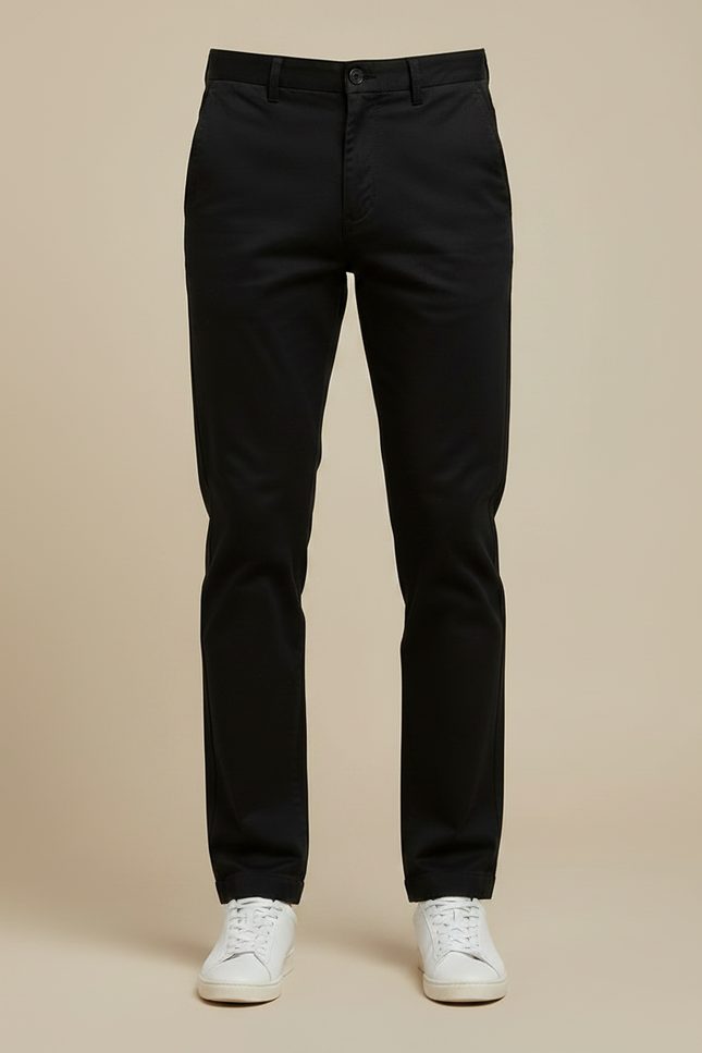 Pantalon Chino Noir Coton Fuselé Confortable Élégant Homme - vue 3